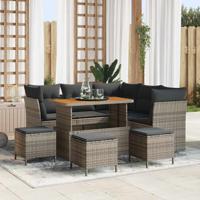 Tuinbankenset 9 pcs Grijs poly rattan