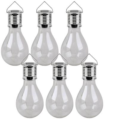 Sunnydays Solar sfeer hanglamp - 6x - tuin - lampenbol - wit - glas - 15 cm