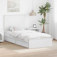 Bedframe met lade met hoofdeinde Wit 90 x 190 cm Bewerkt hout