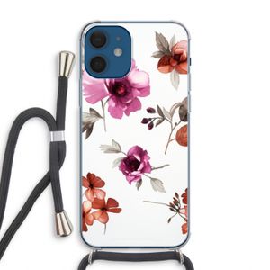 Geschilderde bloemen: iPhone 12 Transparant Hoesje met koord