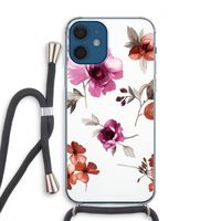 Geschilderde bloemen: iPhone 12 Transparant Hoesje met koord