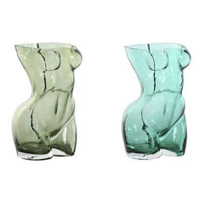 Vaas Home ESPRIT Blauw Groen Kristal 18 x 17 x 28 cm (2 Stuks)
