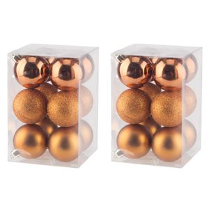 48x stuks kunststof kerstballen oranje 6 cm mat/glans/glitter