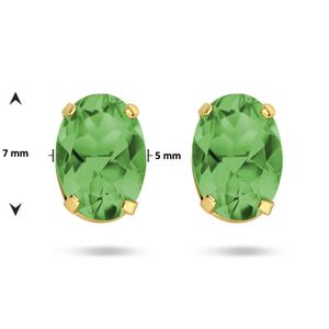 Oorknoppen geelgoud-agaat 2 x 0.59 ct groen 7 x 5 mm