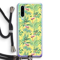 Flamingo party: Huawei P30 Transparant Hoesje met koord
