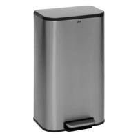 Prullenbak/pedaalemmer Norvik - mat zilver - rvs metaal - 30 liter - 36 x 30 x 61 cm - keuken