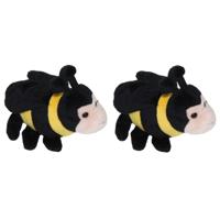 Pluche bijen knuffel - Set van 2x stuks - 13 cm - insect - knuffeldier - speelgoed - voor kinderen