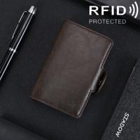 X-7 Antimagnetic RFID Multi-functional Aluminum Crazy Horse Texture Leather Card Bag Wallet(Coffee)