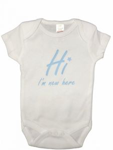 Soft Touch romper Hi jongens katoen wit/blauw Soft Touch romper Hi jongens katoen wit/blauw