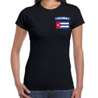 Cuba t-shirt met vlag zwart op borst voor dames