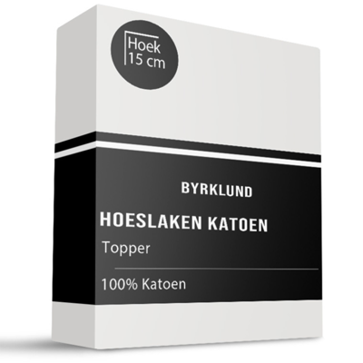 Topper Hoeslaken - Katoen - Wit - 160x200 cm - Wit - Byrklund - Dekbed-Discounter.nl