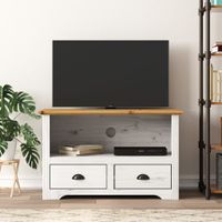 Tv-meubel met 2 lades BODO 91x43x56 cm massief grenenhout bruin - thumbnail