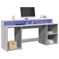 Bureau met LED-verlichting 200x55x91 cm hout grijs sonoma eiken