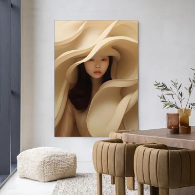 Urban Cotton Wandkleed 'Light Flow' 80 x 110cm in Frame - black