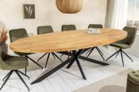 Massieve eettafel GALAXIE 240cm bruin mangohout ovaal zwart ijzeren sterframe - 45759