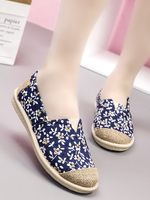 Lightweight Breathable Floral Woven Slip-On Flat Fisherman's Canvas Shoes - thumbnail