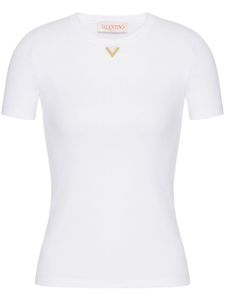 Valentino Garavani t-shirt VGold en coton nervuré - Blanc