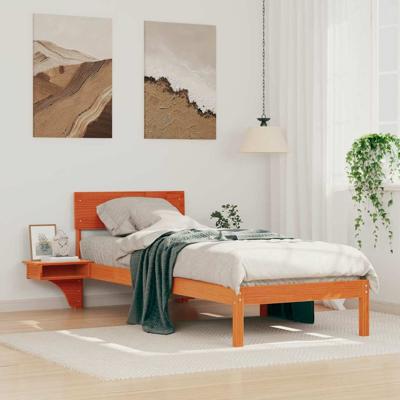 Bedframe met nachttafels met hoofdeinde Wasbruin 75 x 190 cm