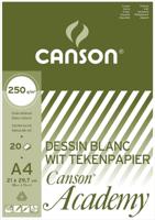 Canson tekenpapier Academy, 250 g, ft 21 x 29,7 cm, A4, blok van 20 vel