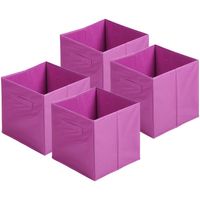 Urban Living Opbergmand/kastmand Square Box - 4x - karton/kunststof - 29 liter - paars - 31 x 31 x 31 cm - Opbergmanden
