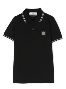 Stone Island Junior polo en coton à patch Compass - Noir