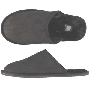 Heren instap slippers/pantoffels met nepbont antraciet maat 43-44 43/44  -