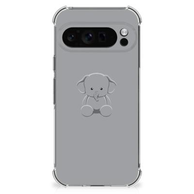 Google Pixel 9 Pro XL Stevig | Bumper Hoesje | Grijs Baby Olifant Google Pixel 9 Pro XL Stevig | Bumper Hoesje | Grijs Baby Olifant