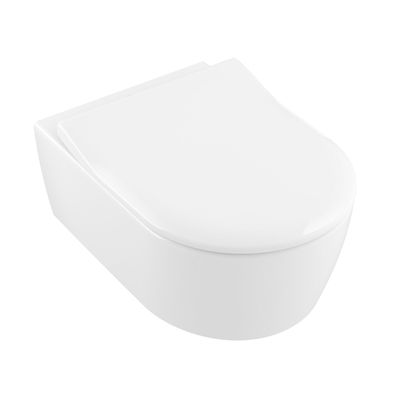 Villeroy & Boch Avento closetzitting - slimseat met deksel met softclose en quick release met RVS scharnieren wit 9m87s101