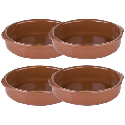 8x Ovenschalen/tapasschalen terracotta 17 cm van aardewerk 8x Ovenschalen/tapasschalen terracotta 17 cm van aardewerk