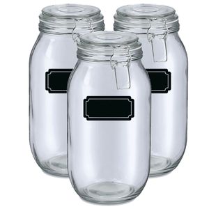 Weckpotten/inmaakpotten - 6x - 2L - glas - met beugelsluiting - incl. etiketten