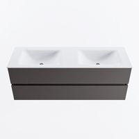 MONDIAZ VICA 140cm badmeubel onderkast Dark Grey 2 lades. Wastafel CLOUD dubbel 2 kraangaten, kleur Talc.