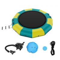 VEVOR opblaasbare watertrampolineladder, waterdicht, slijtvast, watertrampolines 3,96 m groot springoppervlak, springplatform waterpark zwembadtrampoline, geel + groen 226 kg laadvermogen