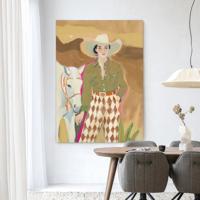 Urban Cotton Wandkleed 'Cowgirl 3' 80 x 110cm in Frame - black