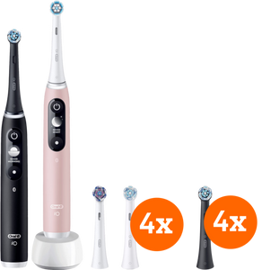 Oral-B iO 6n Zwart en Lichtroze Duopack + opzetborstels (8 stuks)