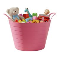 Speelgoedmand - roze - 30 liter - kunststof - 54 x 37 cm - met handvatten - thumbnail