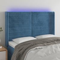 Hoofdbord LED 147x16x118/128 cm fluweel donkerblauw