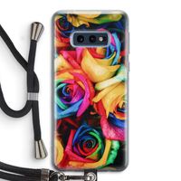 Neon bloemen: Samsung Galaxy S10e Transparant Hoesje met koord