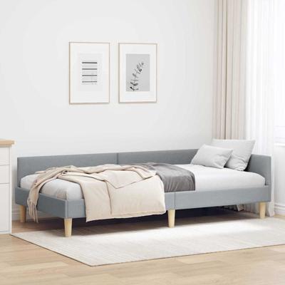 Hoek Bed Frame Lichtgrijs 100 x 200 cm Stof en Geengineerd Hout