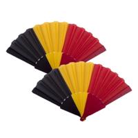 Funny Fashion Waaier Belgische vlag - 2x stuks - Handwaaiers - 23 cm - Feestartikelen - Belgi?