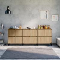 Dressoirs 3 st 60x35x70 cm bewerkt hout sonoma eikenkleurig