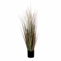 Paarse Dogtail/siergras kunstplant 90 cm in zwarte pot - thumbnail