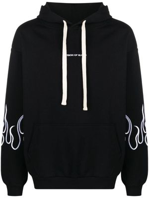 Vision Of Super hoodie en coton à flammes brodées - Noir