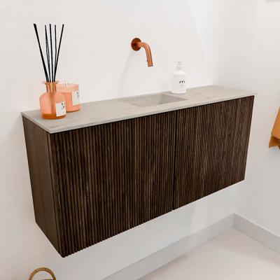 Toiletmeubel Mondiaz Joya Dlux | 90 cm | Meubelkleur Walnut | Faye wastafel Opalo Wasbak Midden | Zonder kraangat(en)