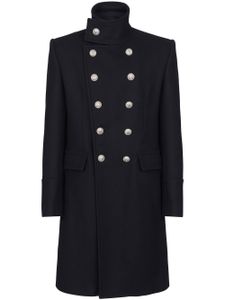 Balmain manteau en laine à boutonnière croisée - Noir