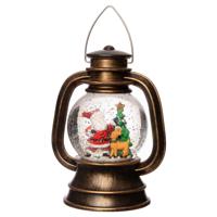 Sneeuwbol/snowglobe glitter lantaarn - 13,5 x 20 cm - met LED verlichting