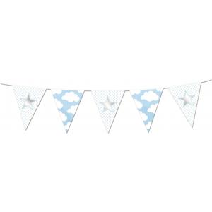 Vlaggenlijnen ster geboorte jongen - 10 meter - Geboorte feestartikelen - baby jongen blauw