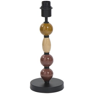 Leen Bakker - Lampvoet Bolzano Multicolor E27 - 38,5xØ15 Cm - Glas - Zwart#Wit#Rood#Geel