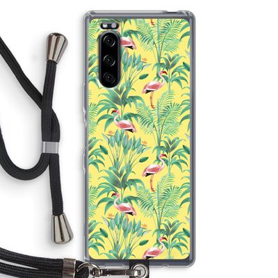 Flamingo party: Sony Xperia 5 Transparant Hoesje met koord
