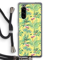 Flamingo party: Sony Xperia 5 Transparant Hoesje met koord