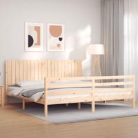 Bedframe met hoofdbord massief hout 200x200 cm